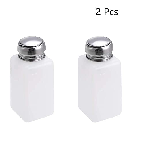 2 Pcs Push Down Liquid Pump Dispenser,180ML Empty Press Pumping Dispenser Bottle Container, for Storing Liquid Alcohol Makeup Nail Polish Remover