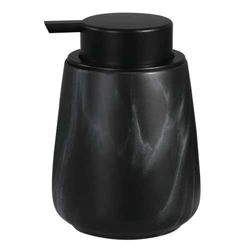 12Oz Ceramic Liquid Soap Dispenser - Modern Lotion Hand Soap Dispenser with Easy-to-Press Black Pump, Reusable and Refillable Dish Soap Dispensers for Bathroom & Kitchen, Marble Black - color: Marble Black, style: Liquid Pump