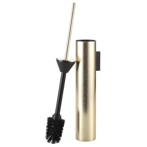 BGL Toilet Brush and Holder Set Brushed Gold Wall Mounted for Bathroom Round Design - color: Brushed Gold-wall Mount