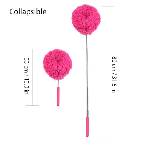 Duster Mop with Extension,Dust Mop Reusable Fan Cleaning Tool for Home, Car, Office, Blades, Windows, Glass Furniture，Rose Red - color: Rose Red