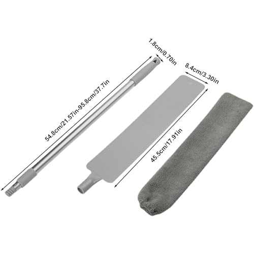 Under Appliance Cleaning Brush – Extendable Gaps Duster with Long Handle, Flexible Dust Cleaner for Tight Spaces and Hard-to-Reach Areas | Perfect for Kitchen, Bedroom, Living Room, Home Maintenance - color: Grey Replacement Cloth