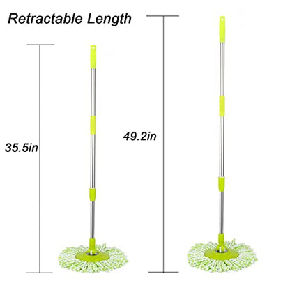 Spin Mop Pole Handle Replacement, Home Floor 360 Degrees Rotating Telescopic Replacement Handle Cleaning Tool Accessories Enhanced Thickened Version for Cleaning Home Bedroom Office (Green) - color: Green