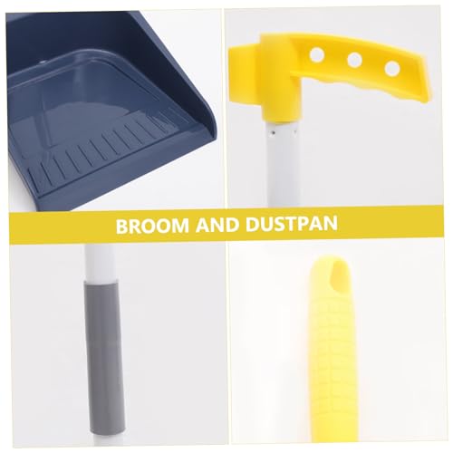 BESTonZON Broom and Dustpan Set for Home Long Handle Dust Pan and Broom for Indoor Outdoor Heavy Duty Broom Dustpan Set for Kitchen Lobby Office Upright Standing Dustpan Blue