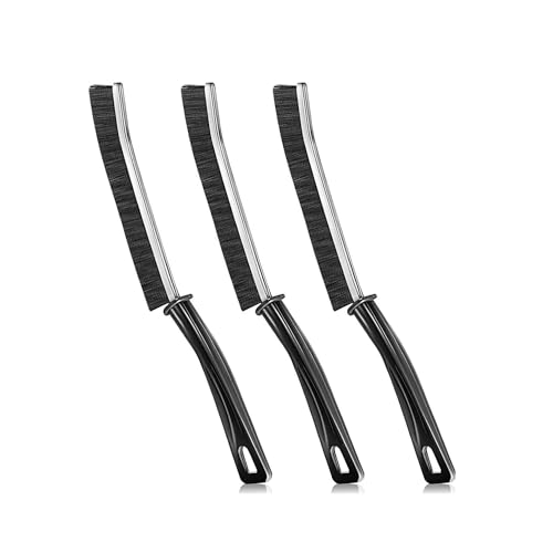 Hard Bristle Crevice Cleaning Brush - Multifunctional Gap Cleaning Brush, Cleaning Tools for Household Use, Home, Kitchen, Bathroom, Window, Vehicle, Faucets, Toilet, Grout (Black Handles)