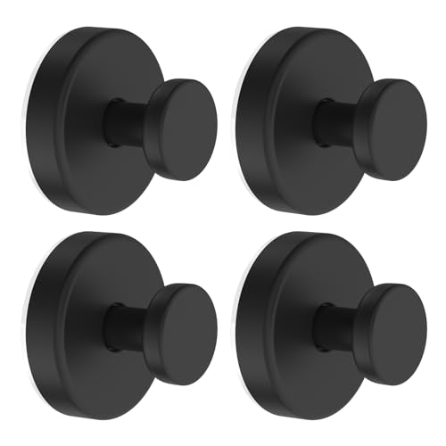 Vacuum Suction Cup Hooks for Shower, Shower Hooks for Inside Shower Glass Window, Mirror, No Drill Towel Hooks for Bathrooms, Bath Robe Coat Looafh Wreath Hook for Hanging - 4 Pack, Black - color: Black, size: 4 Pack