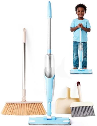 Kids Cleaning Toy Set,Blue Spray Mop Montessori Toys-Kids Cleaning Toy Set,Mini Spray Mop Montessori Toys Spray Mop & Kids Broom Dustpan Set Cleaning Toys Gift for Toddlers Girls Boys Age 3+ - size: Blue, style: Cleaning Set