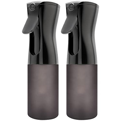 2Pcs Continuous Mist Spray Bottle – Ultra Fine Continuous Spray Bottle Hair Water Ultra Fine Mister Sprayer Propellant Free for Hairstyling, Cleaning, Plants, Misting (black)