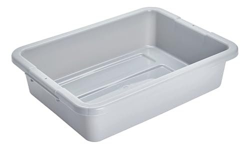 Rubbermaid Commercial Products Standard Bus/Utility Box, 4.6-Gallon, Gray, Plastic, Heavy Duty Restaurant Wash Basin/Dish Washing Tub for Kitchen Organization/Storage - color: Gray, size: 4.6 Gallon, style: Undivided