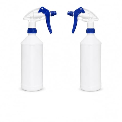 Plastic Spray Bottle, 2 Pack, 24 Oz with Adjustable Nozzle, Heavy Duty Leak Proof Mist Empty Water Bottle Sprayer for Cleaning, Chemicals, Hair, Planting & All-Purpose Use - (Blue) - color: Blue