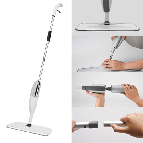 Heavy Duty Spray Mop for Floor Cleaning, Wet/Dry Use, Long Handle Flat Mop with Sprayer with Refillable Spray Bottle for Any Floor, Reusable Microfiber Pads