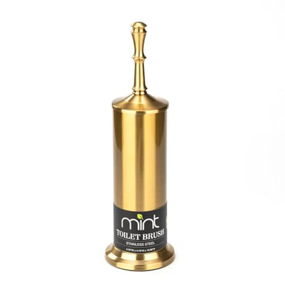 J&V TEXTILES Industrial Toilet Brush, Toilet Bowl Brush with Extra Long Handle Durable Bristles Toilet Scrubber and Covered Holder for Toilet Brush Set (Aged Brass) - color: Aged Brass