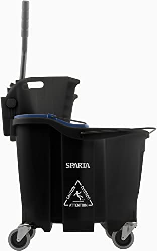 SPARTA OmniFit Mop Bucket System, Durable Mop Bucket, Side Press Wringer, and Soiled Water Insert, Floor Cleaning Essentials for Commercial and Home Use, 35 Qt Capacity, 1 Count, Black - color: Black