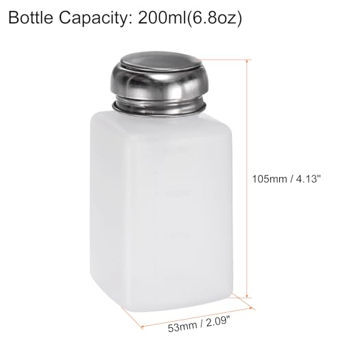 HARFINGTON 2pcs Solvent Alcohol Dispenser 200ml(6.7oz) Push Down Liquid Dispenser Pump Bottle with Sealing Stainless Steel Lid for Acetone Cleanser Polish Remover, White - color: White, size: 200ml 6.7oz