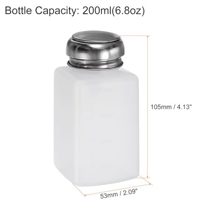 HARFINGTON 2pcs Solvent Alcohol Dispenser 200ml(6.7oz) Push Down Liquid Dispenser Pump Bottle with Sealing Stainless Steel Lid for Acetone Cleanser Polish Remover, White - color: White, size: 200ml 6.7oz