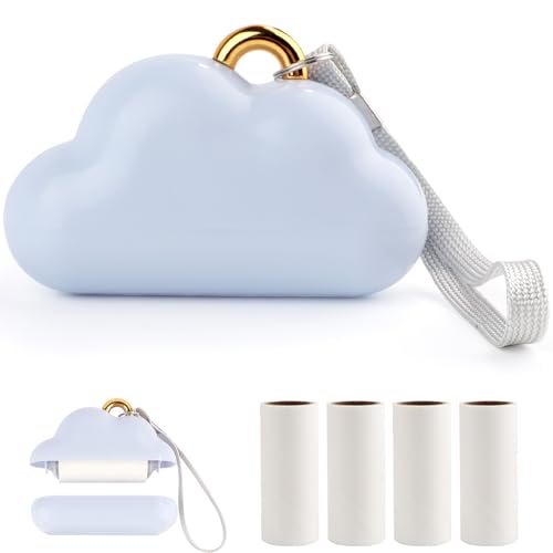 Cloud Mini Lint Roller Travel Size,Reusable Mini Travel Sticky Roller Include 4 Refillable Rollers,Portable Lint Roller Dog and Cat Pet Hair Remover for Clothes, Furniture(Blue) - color: Blue Cloud