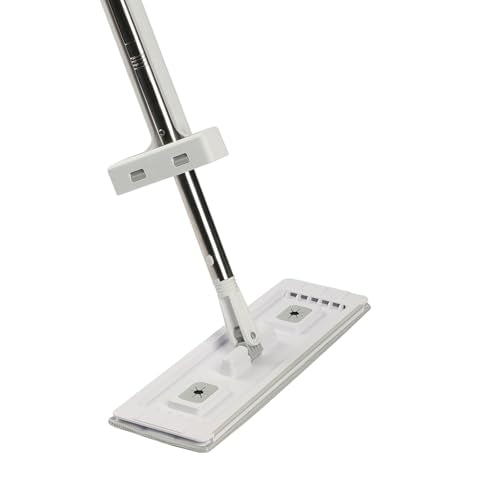 VEVOR Flat Mop, Self Wringing, Microfiber Floor Cleaner with 4 Reusable & Washable Pads for Dry & Wet Floor Cleaning, Microfiber Flat Mop with Stainless Steel Handle for Hardwood Laminate Tile Vinyl - style: Flat Mop with 4 Pads