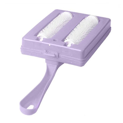 Carpet Debris Brush, Multi-Functional Handheld Double Roller Cleaning Brush, Carpet Table Sweeper Collector Brushes(Color:Random)