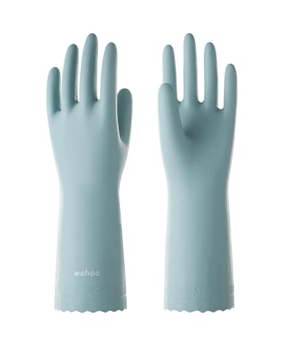LANON wahoo Skin-Friendly Cleaning Gloves, Dishwashing Kitchen Gloves with Cotton Flocked Liner, Reusable, Non-Slip, Surf Spray, Medium - size: Medium (Pack of 1)