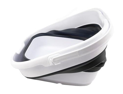 SAMMART 9.5L (2.5 Gallon) Collapsible Rectangular Handy Basket/Bucket (White/Steel Grey) - color: White/Steel Grey