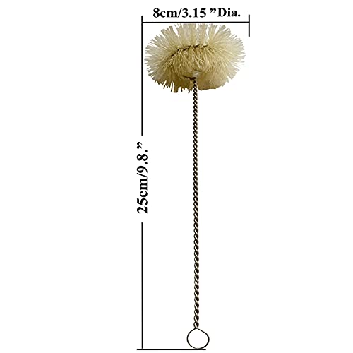 NewFerU Stainless Steel Soda Bottle Cleaning Brush in Natural Boar Bristle Wool Tip, Long Handle, Flexible Bendable Thick Wire Cleaner for Narrow Neck Water Baby Bottles Straw Pipe Tube Flask (Round) - color: Round