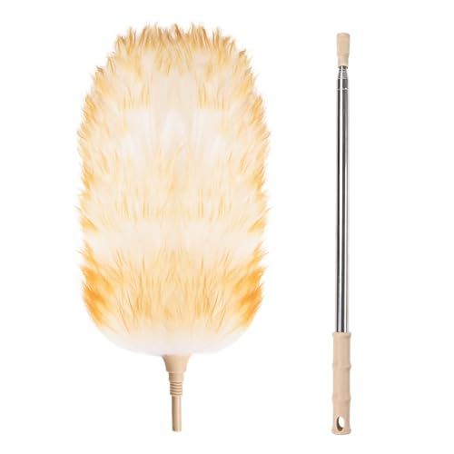 Extendable Cleaning Duster,Extra-Long Telescoping Feather Dusters with Stainless Steel Extension Pole Up to 100" for Cleaning High Ceiling Fan, High Ceilings,Furniture - size: 100inch