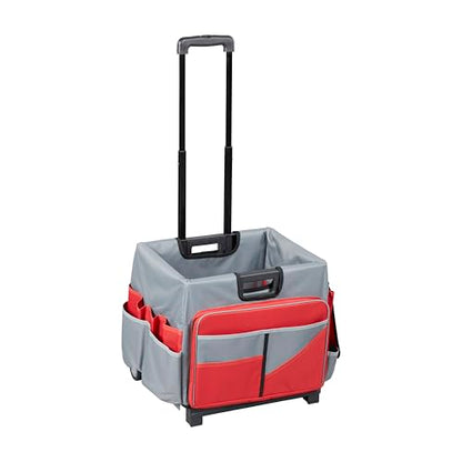 ECR4Kids Universal Rolling Cart with Canvas Organizer Bag, Mobile Storage, Red/Grey - color: Red/Grey