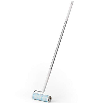 Large Lint Rollers, Sticky Rollers for Floor 6.3 in with 4 Extendable Handle, Long Handle Sticky Mop 30 Sheets Roller for Cleaning Carpets, Cars, Bedding, Couches, Furniture and Pet Hair - size: 1 Count (Pack of 1)