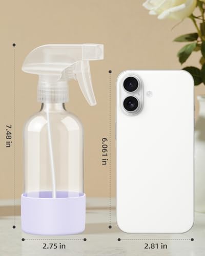 Worldgsb 2 Pack Glass Spray Bottles 8 oz, Empty Refillable Containers with Silicone Sleeve Protection, Glass Spray Bottles for Cleaning Solutions, Hair and Plants with Adjustable Nozzles Blue&Purple - color: Blue&Purple
