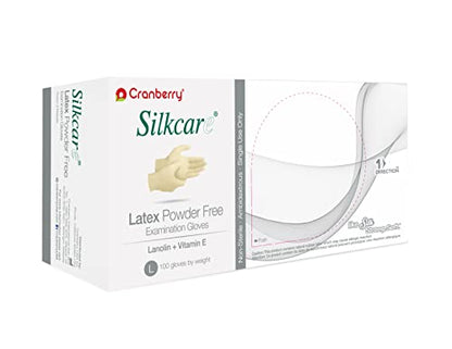 Cranberry CR7818 Silkcare Latex Powder Free Exam Gloves, Lanolin & Vitamin E, 4.5 mil, Large (Pack of 100), Yellow - size: Large