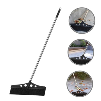 Didiseaon Wide Outdoor Broom Heavy Duty Stainless Steel Push Sweeper for Gardens Detachable Brush for Courtyards Versatile Cleaning Tool for Concrete Brick and Floors