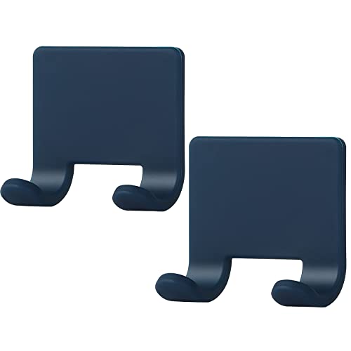 VANZAVANZU Razor Shaver Holder for Shower Wall Adhesive Hooks for Hanging, Bathroom Silicone Waterproof Decorative Shower Hooks Hair Brush Holder for Towel (2 Pack-Navy Blue) - color: 2 Pack-Navy Blue