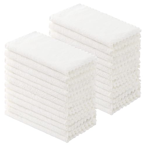 Kitinjoy 24 Pack Kitchen Cloths Dish Towels (10" x 10", White), Super Soft and Absorbent Dish Cloths, Nonstick Oil Fast Drying Coral Velvet Microfiber Cleaning - color: White, style: 10 x 10 inch- 24 Pack