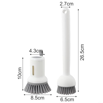 2-Pack Kitchen Cleaning Brushes with Soap Dispenser & 360° Rotating Long Handle – Silicone and PET Dishwashing Tools for Pots, Pans, Sinks, Countertops, Stoves, Tiles, Cutting Boards White - color: White