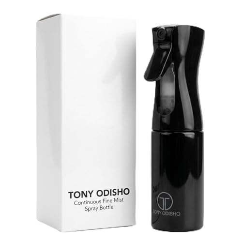 Professional Continuous Fine Mist Spray Bottle – Refillable Ultra-Fine Mister w/ 360° Spray for Hair Styling, Curls, Plants & Household Cleaning – Sleek Black Design for Salon or Home Use