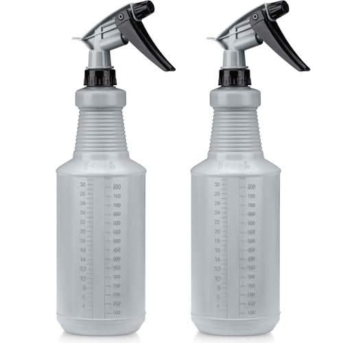 DecorRack 2 Plastic Spray Bottle, 30oz All-Purpose Heavy Duty Spraying Bottles Leak Proof Mist Empty Water Sprayer for Cleaning Solution, Hair, Planting, Pet with Adjustable Nozzle, Gray (2 Pack) - color: Gray