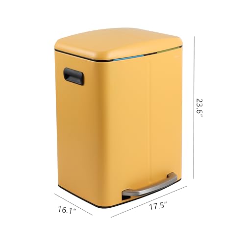 happimess HPM1005L Marco Rectangular 10.6-Gallon Double Bucket Trash Can with Soft-Close Lid, Daffodil Yellow, Fingerprint Resistant, Modern, Minimalistic for Home, Kitchen, Office, Bedroom, Bathroom - color: Daffodil Yellow