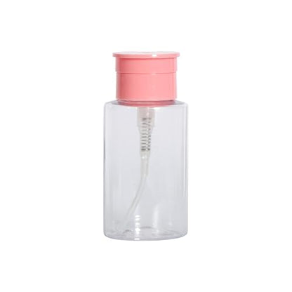 1Pcs Leak-Proof & Portable Push Down Pump Dispenser Bottles: Refillable Clear Containers for Nail Polish, Makeup Remover, Travel, Salon, Hospital Use (1, Clear Pink) - color: Clear Pink