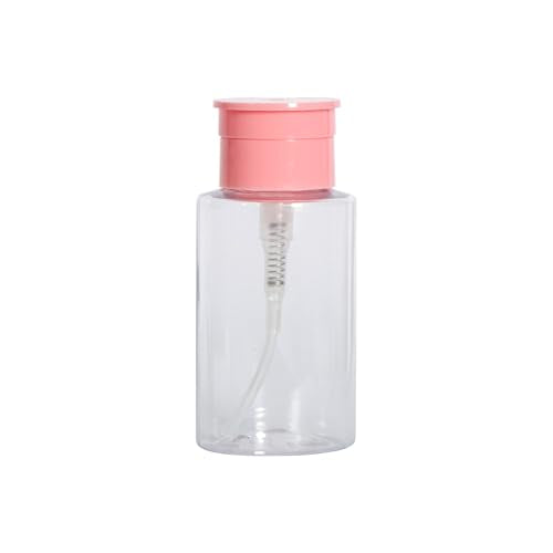 1Pcs Leak-Proof & Portable Push Down Pump Dispenser Bottles: Refillable Clear Containers for Nail Polish, Makeup Remover, Travel, Salon, Hospital Use (1, Clear Pink) - color: Clear Pink