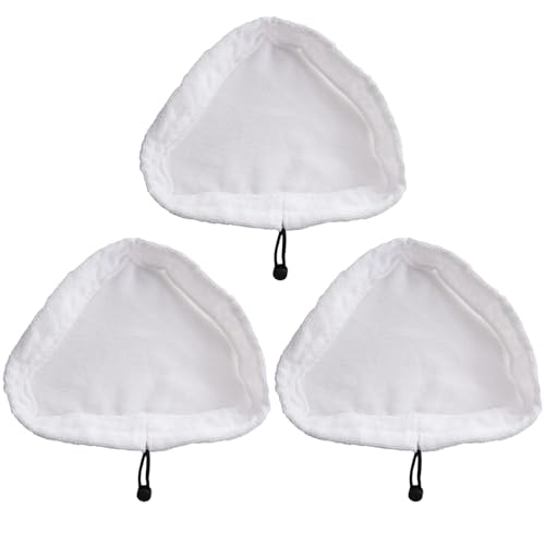 3Pcs Triangular Steam Mop Replacement Pads, Washable Microfiber Cleaning Pads 11.02 x 8.66 Inches