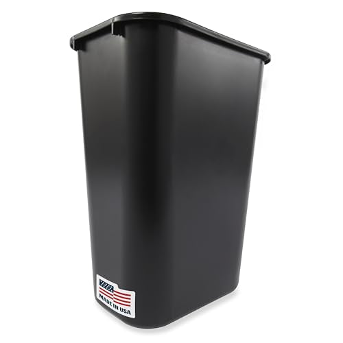 Rubbermaid Commercial Wastebasket Trash Container, 41QT/10.25 GAL, Plastic, Black, Stackable Trash Can for Bedroom/Bathroom/Office, Fits Under Desk/Sink/Cabinet - color: Black, size: 10.25 Gallons