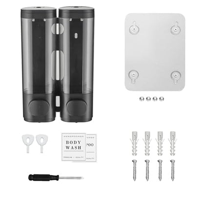 Shampoo and Conditioner Dispenser,Shower Dispenser 2 Chamber No Drill Wall-Mounted Shampoo Dispenser for Shower Wall Mounted Shower Dispenser for Bathroom Hotel,Matte Black1 - color: Matte Black 2 Chamber
