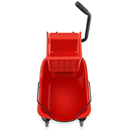 Dryser Commercial Side Press Wringer Combo Mop Bucket, 33 Quart, Red - color: Red