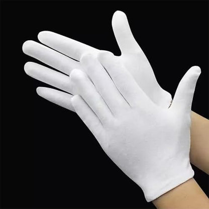 12 Pairs White Cotton Gloves for Eczema Dry Hands Breathable Work Glove Liners Moisturizing Spa Jewelry Inspection Etiquette Gloves Stretchy Fit for Men Women 24PCS Archival Photo Gloves (Medium) - size: Medium