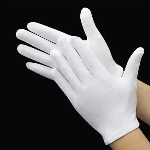 12 Pairs White Cotton Gloves for Eczema Dry Hands Breathable Work Glove Liners Moisturizing Spa Jewelry Inspection Etiquette Gloves Stretchy Fit for Men Women 24PCS Archival Photo Gloves (Medium) - size: Medium