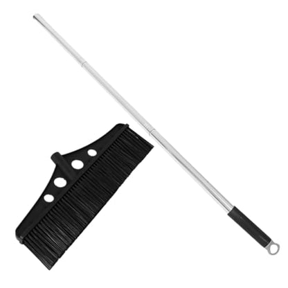 Wide Outdoor Broom Heavy Duty Stainless Steel Lawn Sweeper with Handle for Efficient Cleaning of Patios Decks Gardens and