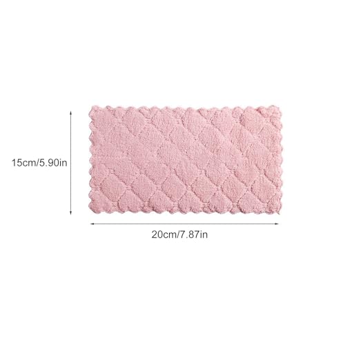 8 Pack Double-Layer Microfiber Cleaning Cloths - Coral Fleece Absorbent Dishcloths & Scouring Rags, Reusable & Washable Kitchen Towels, Pink & Green