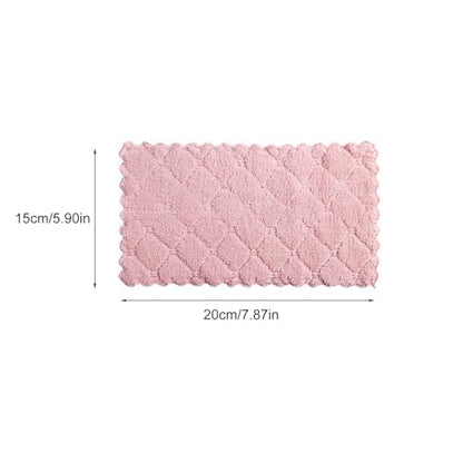 8 Pack Double-Layer Microfiber Cleaning Cloths - Coral Fleece Absorbent Dishcloths & Scouring Rags, Reusable & Washable Kitchen Towels, Pink & Green