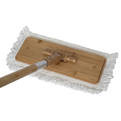 Harper Live.Love.Clean. Bamboo 2-in-1 Smooth Surface Wet/Dry Dust Mop with (2) Washable Pads for Cleaning Dust, Pet Hair & Fine Dry Dirt - style: Bamboo Wet/Dry Dust Mop