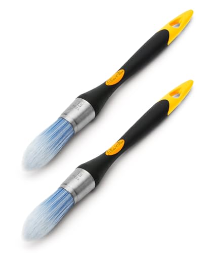 Bates- Trim Paint Brush, 2 pcs, 0.75 Inch, Black & Orange Ergonomic Non-Slip Handle, Synthetic Bristles, Trim Brushes for Painting - color: Orange-black, size: 0.75 inch, 2 Pack
