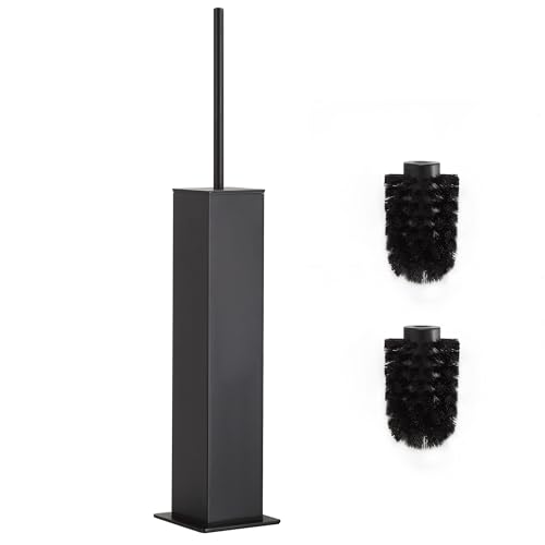 Black Toilet Brush and Holder,Toilet Bowl Brush with Extra Long Handle - color: Matte Black
